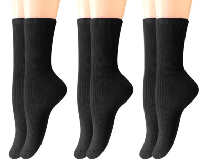 6 pares de calcetines de bambú para mujer negros, talla L (talla de calcetín: 9-11) WF03 Foto 1 de 3