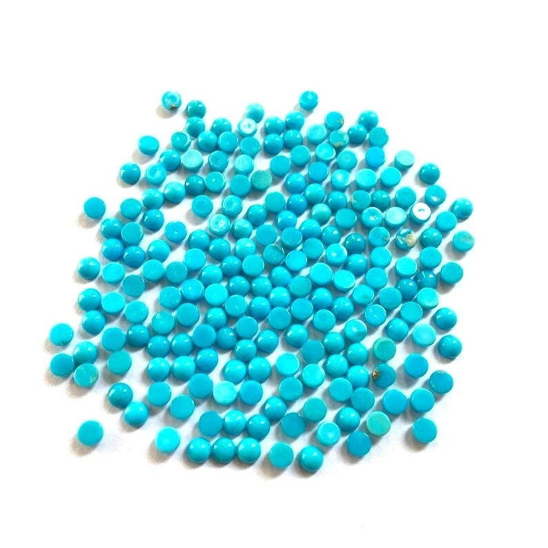 AAA Natural Arizona Turquoise 1.25mm Round Shape Cabochon Losse Gemstone 200 Pcs - Image 1 of 4