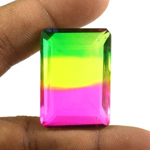 85.40 Ct Top Quality Multi-Color Tourmaline Emerald Cut Shape Loose Gemstone - Picture 1 of 4
