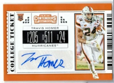 Travis Homer Miami RC Auto 2019 Panini Contenders Draft Picks 276 043021ATCD26 - Image 1 of 2