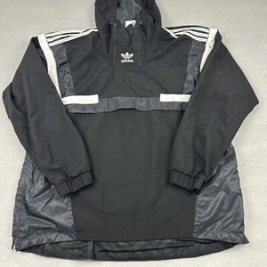 Chaqueta Adidas Hombre Extra Grande Negra 1/4 Cremallera Cortavientos Ligera Parka Capucha - Imagen 1 de 10