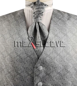 Men's Tuxedo Suits Tailored  Microfiber Paisley Waistcoat Set For Wedding - Picture 1 of 9
