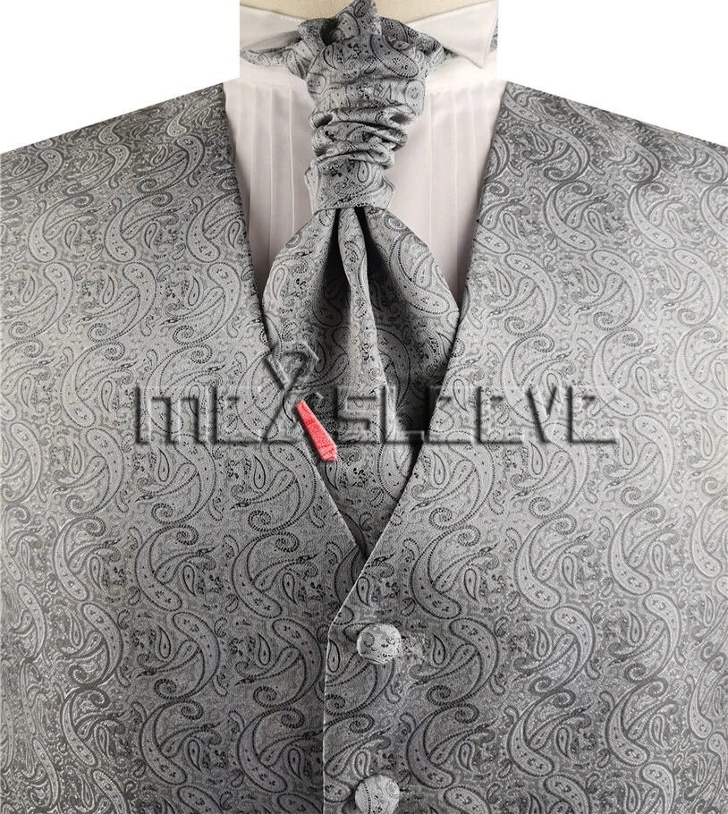Men's Tuxedo Suits Tailored  Microfiber Paisley Waistcoat Set For Wedding - Image 1 of 1