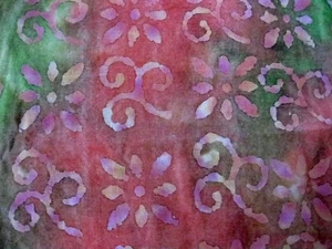 Pinks Greens Floral Batik 1 Yard Cotton Fabric Quilt Quilting Sewing Tie Dye #cc - Picture 1 of 4