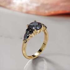 Diana Rafael 1.6 Carats Black Diamnond Engagement Ring  14K  Yellow