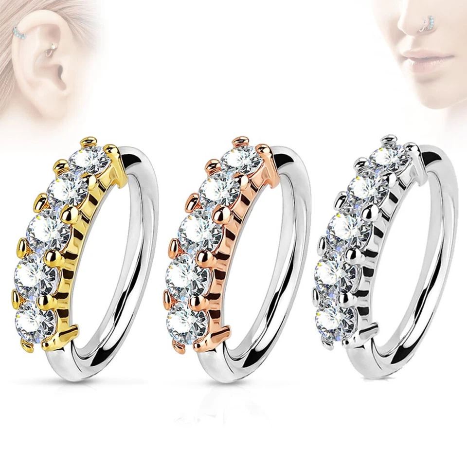 Piercing Naso Anello per il Zirconia Cristallo Helix Trago Setto Orecchio Z523 - Immagine 1 di 1