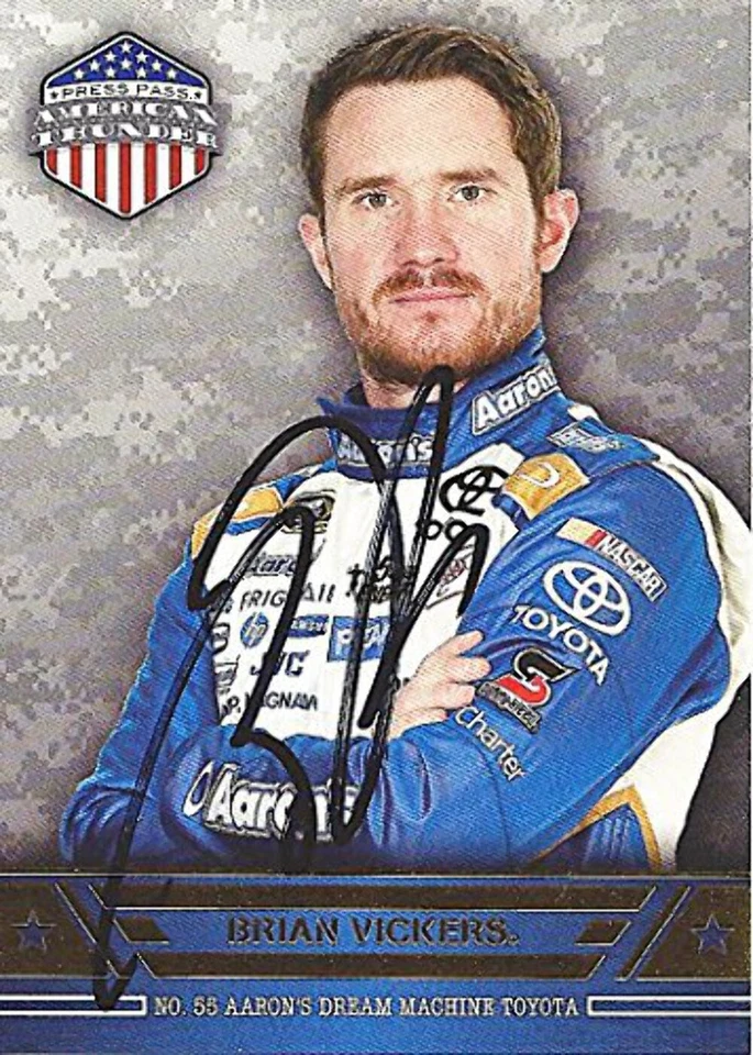 AUTOGRAPHED Brian Vickers 2014 Press Pass American Thunder (#55 Aaron's Racing) - Image 1 of 1