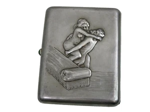 RARE ANTIQUE RUSSIAN SILVER CIGARETTE CASE EROTICA SEX Sexual Revolution 1920's - Picture 1 of 12