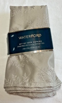 Waterford  Napkins TAUPE FLORAL STEMS (4)  21 X 21 100% POLYESTER  NIP - Image 1 of 2