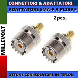 2pcs. PL259 FEMALE SO239 TO SMA FEMALE SMA-F ADAPTER CONNECTOR - Picture 1 of 12