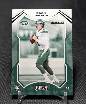 Tarjeta de fútbol americano Zach Wilson Goal Line lámina azul novato RC 2021 playoff #202 Jets Foto 1 de 2