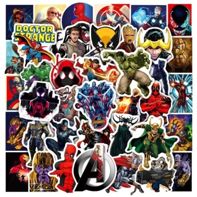 UK MARVEL Stickers Hydro Flask 100Pcs Spiderman Cartoon Phone Laptop Sticker NEW - Image 1 of 4