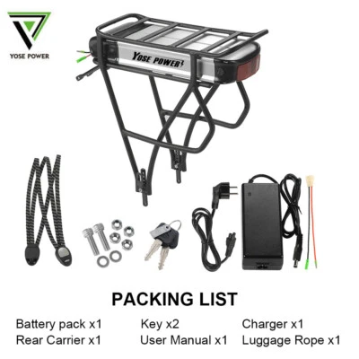 36V13Ah Batteria Bici E-Bike Biciclette Elettriche +portapacchi per v-freno