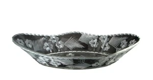 Depression Era Elegant Glass Celery Serving Dish with Floral Cutting 12" - Picture 1 of 8