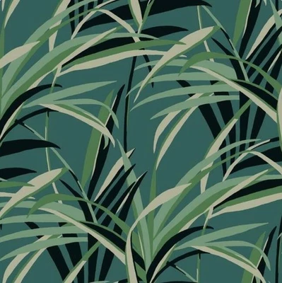 Papel de parede designer paraíso tropical verde azul-petróleo preto e bronzeado 60 pés quadrados parafuso - Imagem 1 de 4