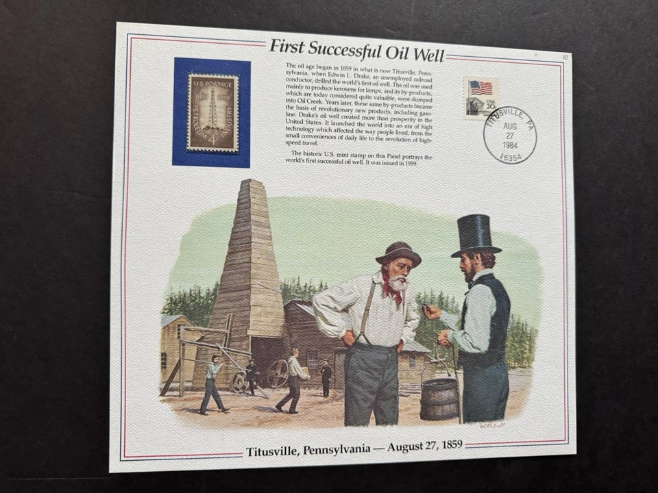 1980s US History Event Card (088) +First Successful Oil Well +Titusville #1134 - Image 1 of 1