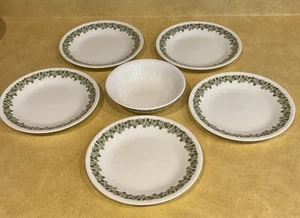 Vintage Corelle Corning 5-6.75” Plates, 1-5.25” Bowl, Spring Blossom Crazy Daisy - Picture 1 of 3