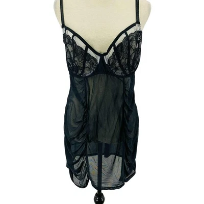 Lane Bryant Cacique Black Mesh Lace Underwire Babydoll Womens 18/20 - Image 1 of 4