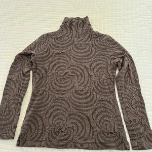 Snoskins Rollkragen Oberteil Damen M Braun Langarm Crinkle Strick Struktur USA - Bild 1 von 15