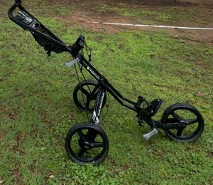Sun Mountain Golf GT V1r Black Speed Push Pull Cart 3 Wheel Foldable & Umbrella - Picture 1 of 13