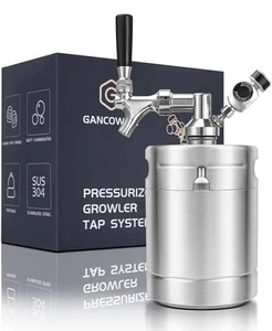 64OZ Mini Keg Growler, Pressurized Home Dispenser System with Self-Closing Desig - Picture 1 of 13