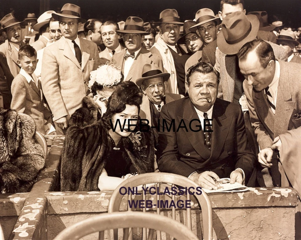 BASEBALL GREAT BABE RUTH SMOKING CIGAR, WIFE SIGN AUTOGRAPH 8x10 PHOTO AMERICANA - Image 1 of 1