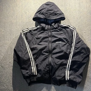 Vintage Y2K Adidas Reversible Full Zip Jacket 90z Sz L Stripes Bomber Hooded  - Picture 1 of 19