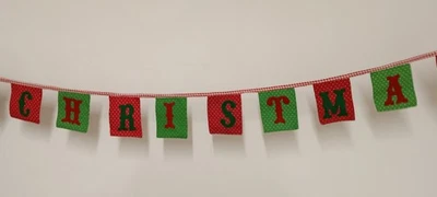 Bandera de Colección Hecha a Mano Tela Feliz Navidad Doble Cara Algodón 120" Largo  Foto 1 de 4