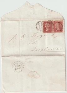 1859 DORCHESTER TIPO III SIDEWAYS DÚPLEX E/L 1d PAR DE ESTRELLAS EVERSHOTT ORIGIN PMK - Imagen 1 de 4