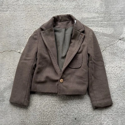 Jaqueta Rockabilly Vintage Anos 40 50 Tamanho Juvenil Rayon Gabardine Marrom - Imagem 1 de 4