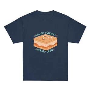 Kids Laugh S'more Worry Less Graphic T-shirt Youth Classic Tee - Picture 1 of 11