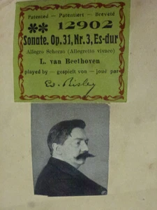 PIANOLA ROLL HUPFELD 73 NOTE BEETHOVENS SONATA Op.31 No.3 P/B EDOUARD RISLER - Picture 1 of 3