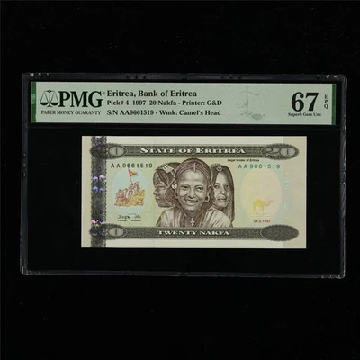 1997 Eritrea Bank of Eritrea 20 Nakfa Pick#4 PMG 67 EPQ Superb Gem UNC - Image 1 of 4