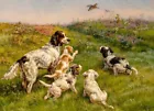 Art Giclee Printed Oil Painting Print Hound playing Canvas