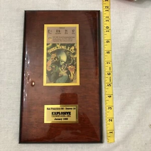 Superbowl 24 Ticket Plaque Souvenir XXIV January 28, 1990 SF vs Broncos 55-10 - Picture 1 of 9