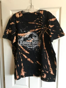 Jurassic Park Mens Large TShirt Tie Dye Black Brown Graphic - Picture 1 of 5