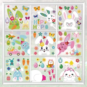 9PCS Easter Window Clings for Glass Windows Home, Removable Easter Eggs Window S - Picture 1 of 12