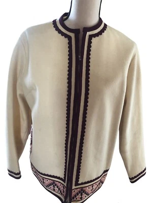 Chaqueta de lana de colección Aspen Skiwear Ric Rac adorno decorativo para mujer MEDIADOS DE SIGLO talla L Foto 1 de 4