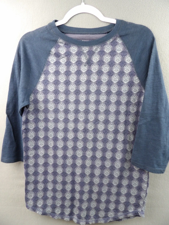 Camiseta Mossimo Para Hombre Talla S Manga 3/4 100% Algodón Azul Patrón Geométrico Foto 1 de 4