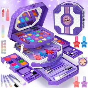 63 - Piece Washable Kids Cosmetic Playset - Birthday Gift for Girls 3+ - Picture 1 of 12
