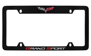 Chevrolet Chevy Corvette C6 Grand Sport Black Coated Metal License Plate Frame - Picture 1 of 1