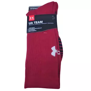 Under Armour UA Team Crew Socks Adult Large Cardinal White 1 Pair Logo Soft New - Picture 1 of 7