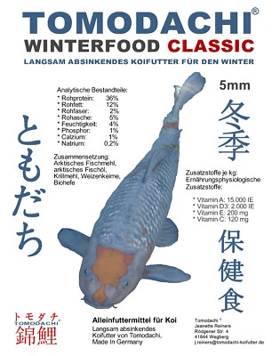 TOMODACHI Koifutter Winterfutter Sinkfutter Koi Energie hochverdaulich arktisch 5mm10kg