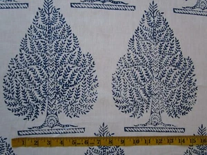 Peter Fasano 100% Linen VRIKSA Indigo Tree print fabric 45" x 53" new remnant - Picture 1 of 5