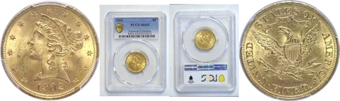 1902 $5 Gold Coin PCGS MS-65 Cover
