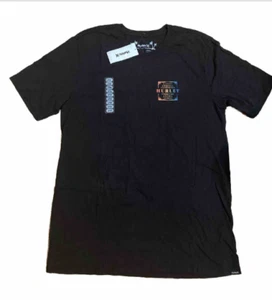 Hurley Men Jungle Border Crew Neck Short Sleeve Cotton Graphic Tee, Black, Sz XL - Picture 1 of 2