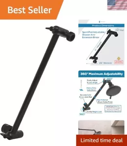 Universal Brass Shower Head Extension Arm – 11" Length with Unlike Black Finish - Picture 1 of 8