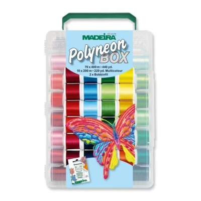 Madeira Polyneon Box No.40 Maschinenstickgarn 70 x400 m Uni 10 x200 m Multifarbe - Bild 1 von 3