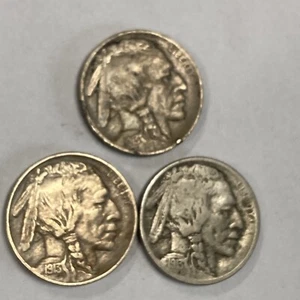 1913-P, 1913-D,1913-S Type 1 Buffalo Nickels - Picture 1 of 11