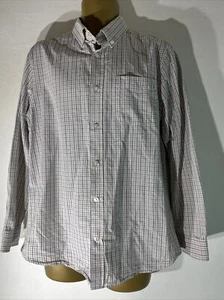 men Maine New England Large White/blue Check Long Sleeve Smart Casual Work shirt - Picture 1 of 6